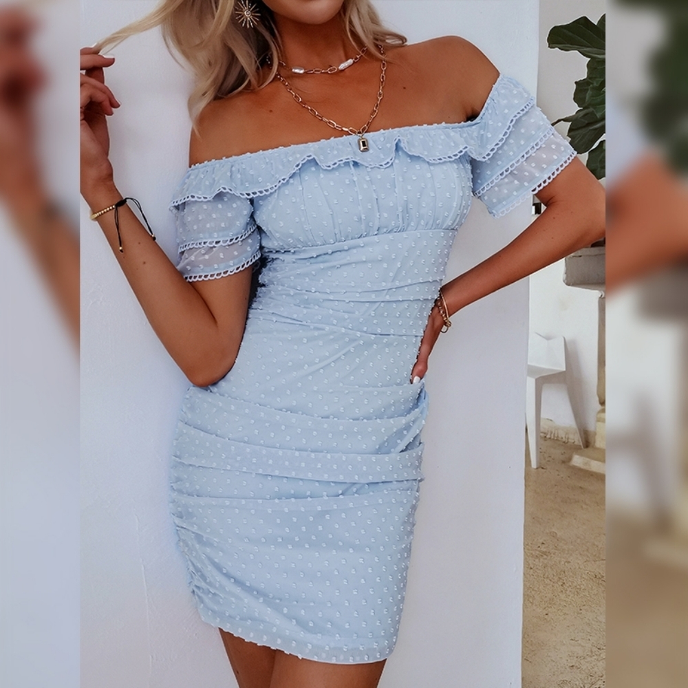 Blue Dream Summer Dress Off Shoulder - Picture 5 of 5